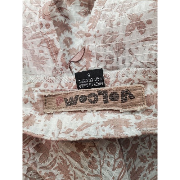 Volcom Tank Women Small Taupe White Sheer Lace Trim Open Back Halter Side Zipper - Picture 9 of 10